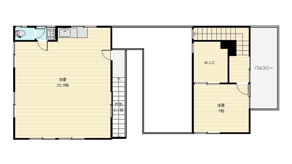 2階平面図・主寝室と事務所を分けた設計