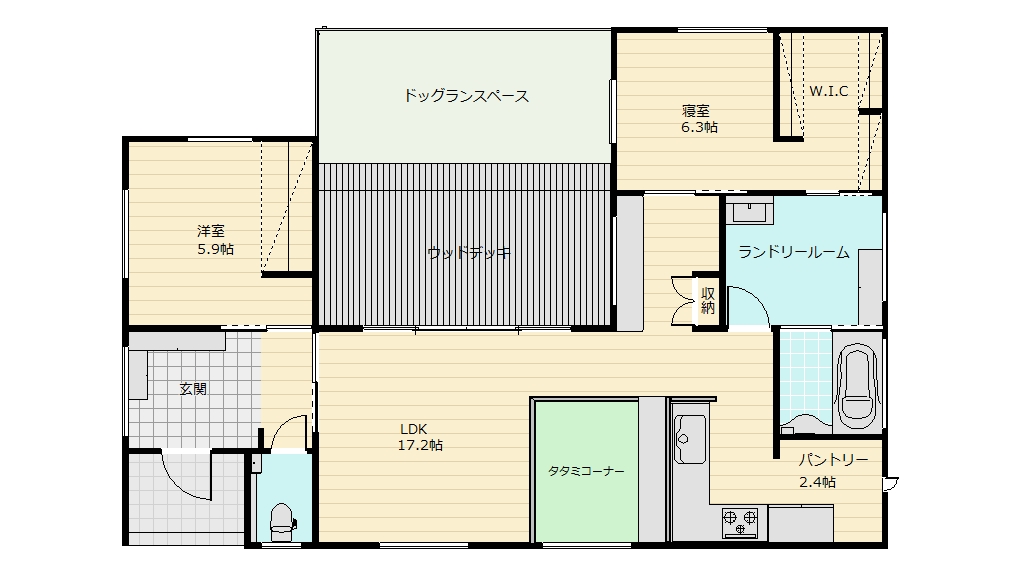 長期優良住宅としての高い基準を満たし、広がりを感じる2LDKの間取り。