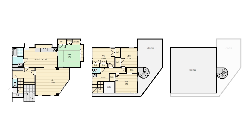 4LDKの広々とした間取り、各部屋収納完備で家族がゆったり暮らせる間取りです。