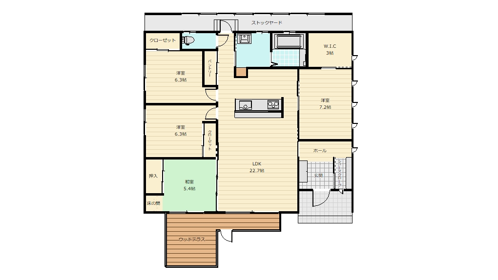 家事動線と収納計画に優れた4SLDKの間取り構成