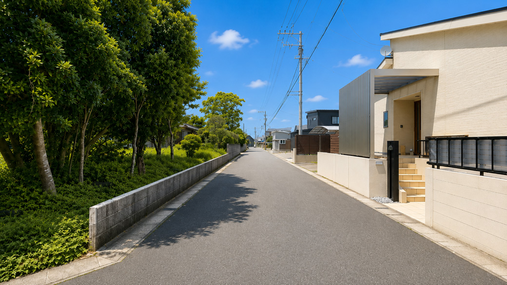 【角地】道路沿いにゆとりが広がる、商品化しやすい住宅用地。