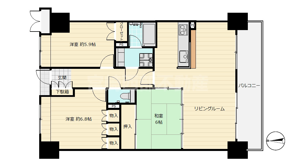 ゆったり71.50㎡の3LDK。家族が快適に暮らせる広さと収納力が魅力です。