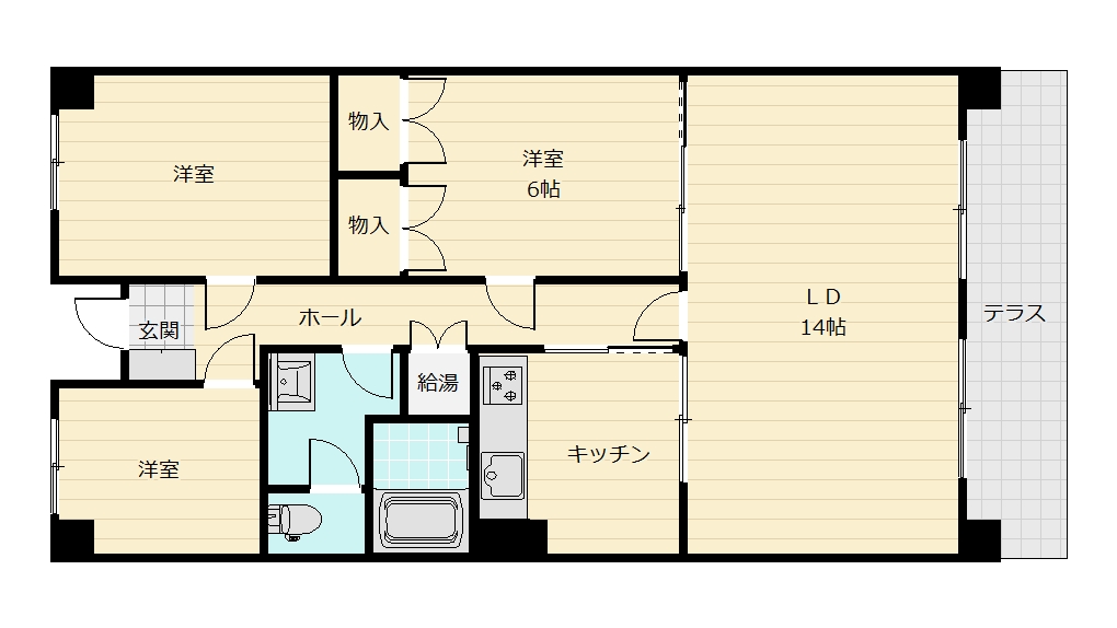 リビングと洋室が繋がる二十帖の大空間。多様な暮らしに対応可能です。